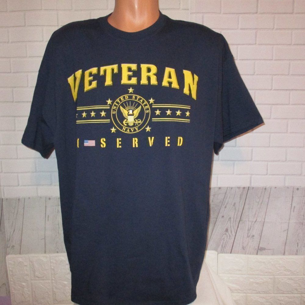 TEE NAVY VETERANS  I SERVED Size 2 XL Blue